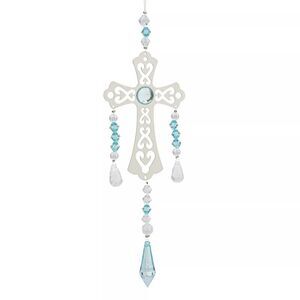 Sunflower Garden Birthstone Cross Suncatcher, March